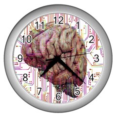 Brain Think Neurons Circuit Wall Clock (silver) by Wav3s