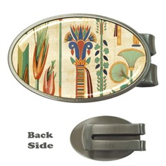 Egyptian Paper Papyrus Hieroglyphs Money Clips (oval)  by Wav3s