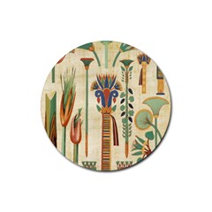 Egyptian Paper Papyrus Hieroglyphs Rubber Coaster (round) by Wav3s