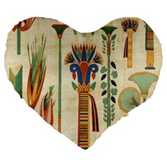 Egyptian Paper Papyrus Hieroglyphs Large 19  Premium Heart Shape Cushions by Wav3s