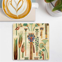 Egyptian Paper Papyrus Hieroglyphs Uv Print Square Tile Coaster  by Wav3s