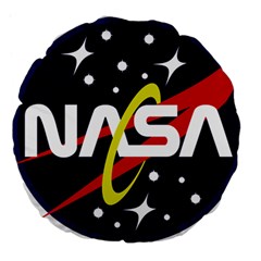 Nasa Insignia Large 18  Premium Flano Round Cushions by Wav3s