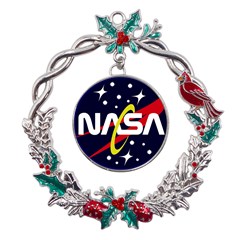 Nasa Insignia Metal X mas Wreath Holly Leaf Ornament by Wav3s