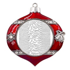 Joy Division Unknown Pleasures Metal Snowflake And Bell Red Ornament by Wav3s