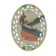 Egyptian Woman Wing Oval Filigree Ornament (two Sides) by Wav3s