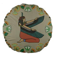 Egyptian Woman Wing Large 18  Premium Round Cushions by Wav3s