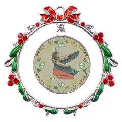 Egyptian Woman Wing Metal X mas Wreath Ribbon Ornament by Wav3s