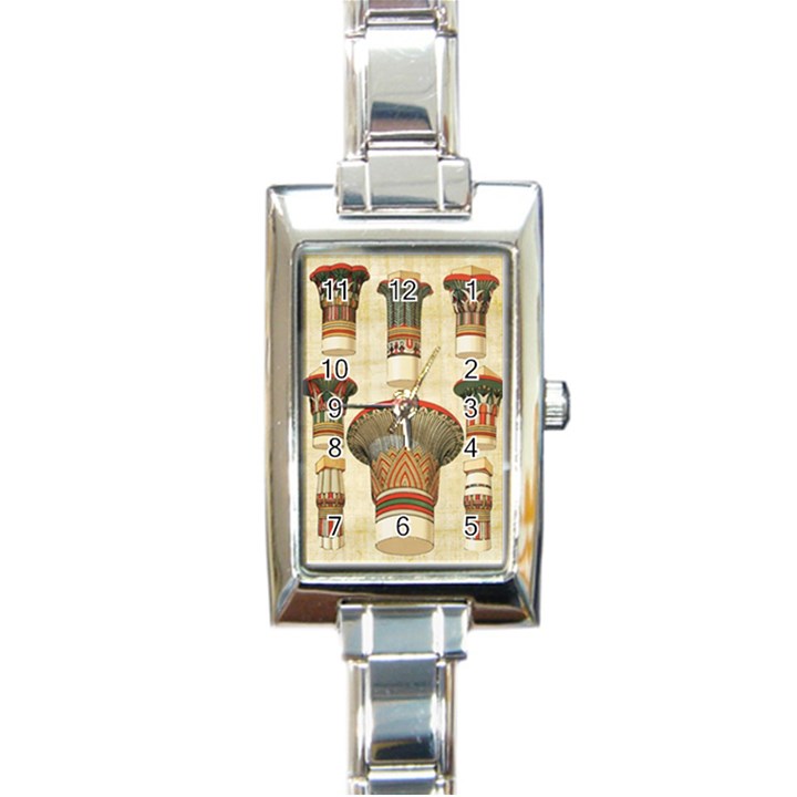 Egyptian architecture column Rectangle Italian Charm Watch