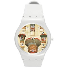 Egyptian Architecture Column Round Plastic Sport Watch (m)