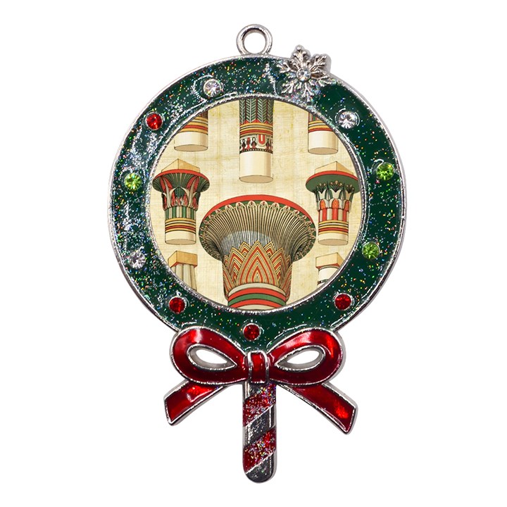 Egyptian architecture column Metal X Mas Lollipop with Crystal Ornament