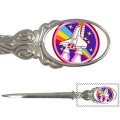 Badge-patch-pink-rainbow-rocket Letter Opener by Wav3s