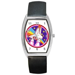 Badge-patch-pink-rainbow-rocket Barrel Style Metal Watch by Wav3s