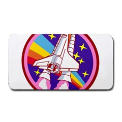 Badge-patch-pink-rainbow-rocket Medium Bar Mat by Wav3s