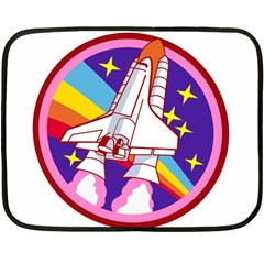 Badge-patch-pink-rainbow-rocket Fleece Blanket (mini) by Wav3s