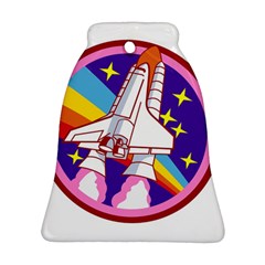 Badge-patch-pink-rainbow-rocket Ornament (bell) by Wav3s