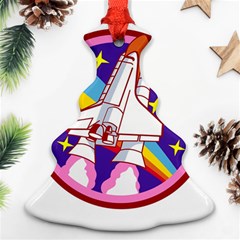 Badge-patch-pink-rainbow-rocket Christmas Tree Ornament (two Sides) by Wav3s