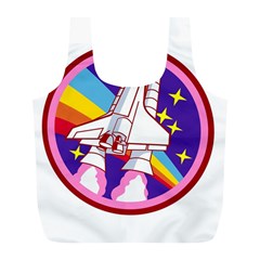 Badge-patch-pink-rainbow-rocket Full Print Recycle Bag (l) by Wav3s