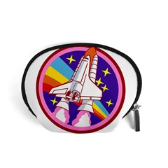 Badge-patch-pink-rainbow-rocket Accessory Pouch (small) by Wav3s