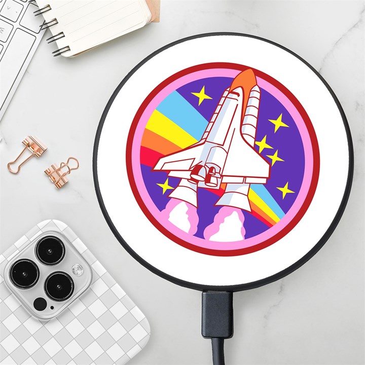 Badge-patch-pink-rainbow-rocket Wireless Fast Charger(Black)