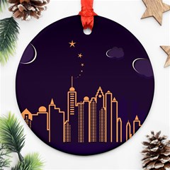 Skyscraper-town-urban-towers Round Ornament (two Sides) by Wav3s