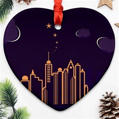 Skyscraper-town-urban-towers Heart Ornament (two Sides) by Wav3s