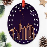 Skyscraper-town-urban-towers Oval Filigree Ornament (Two Sides) Front