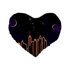 Skyscraper-town-urban-towers Standard 16  Premium Heart Shape Cushions by Wav3s