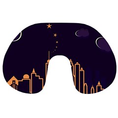 Skyscraper-town-urban-towers Travel Neck Pillow by Wav3s