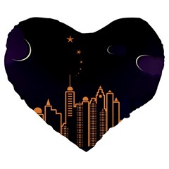 Skyscraper-town-urban-towers Large 19  Premium Flano Heart Shape Cushions by Wav3s