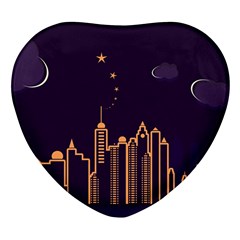 Skyscraper-town-urban-towers Heart Glass Fridge Magnet (4 Pack) by Wav3s