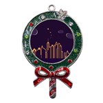 Skyscraper-town-urban-towers Metal X Mas Lollipop with Crystal Ornament Front