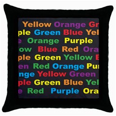 Red-yellow-blue-green-purple Throw Pillow Case (black) by Wav3s