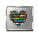 Red-yellow-blue-green-purple Mega Link Heart Italian Charm (18mm) Front