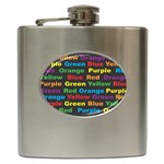 Red-yellow-blue-green-purple Hip Flask (6 oz) Front