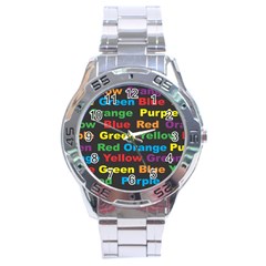 Red-yellow-blue-green-purple Stainless Steel Analogue Watch by Wav3s