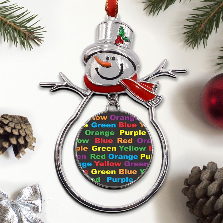 Red-yellow-blue-green-purple Metal Snowman Ornament