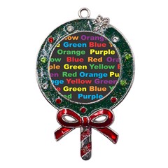 Red-yellow-blue-green-purple Metal X mas Lollipop With Crystal Ornament by Wav3s