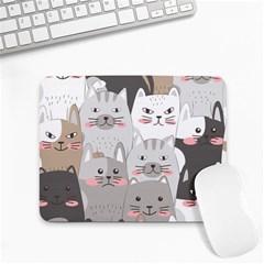 Cute Cats Seamless Pattern Small Mousepad by Wav3s