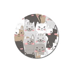 Cute Cats Seamless Pattern Magnet 3  (round) by Wav3s