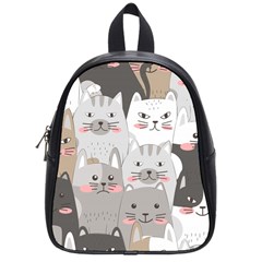 Cute Cats Seamless Pattern School Bag (small) by Wav3s