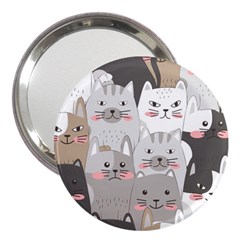 Cute Cats Seamless Pattern 3  Handbag Mirrors by Wav3s