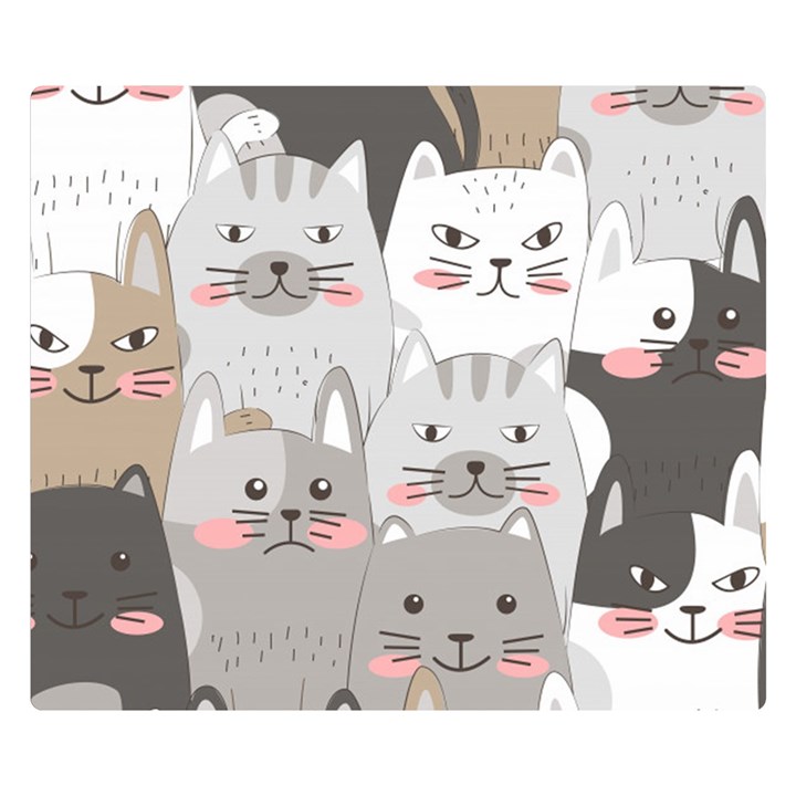 Cute Cats Seamless Pattern Two Sides Premium Plush Fleece Blanket (Small)