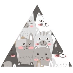 Cute Cats Seamless Pattern Wooden Puzzle Triangle by Wav3s