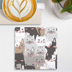 Cute Cats Seamless Pattern Uv Print Square Tile Coaster  by Wav3s