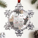 Cute Cats Seamless Pattern Metal Large Snowflake Ornament Front