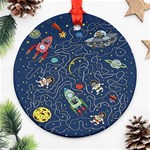 Cat-cosmos-cosmonaut-rocket Ornament (Round) Front