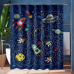 Cat-cosmos-cosmonaut-rocket Shower Curtain 60  X 72  (medium)  by Wav3s