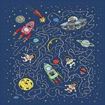 Cat-cosmos-cosmonaut-rocket Play Mat (Rectangle) Front