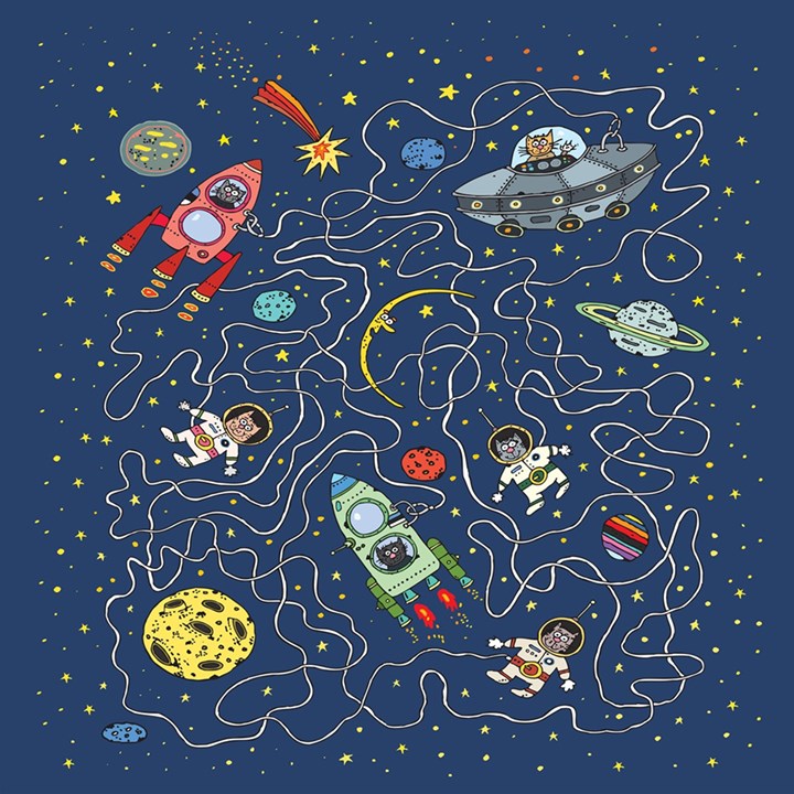 Cat-cosmos-cosmonaut-rocket Play Mat (Rectangle)