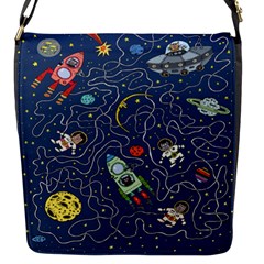 Cat-cosmos-cosmonaut-rocket Flap Closure Messenger Bag (s) by Wav3s